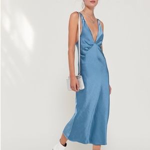 Third Form Outlaw Light Blue Midi Slip Dress